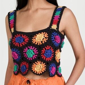 NWOT Black Farm Rio Floral Crochet Top